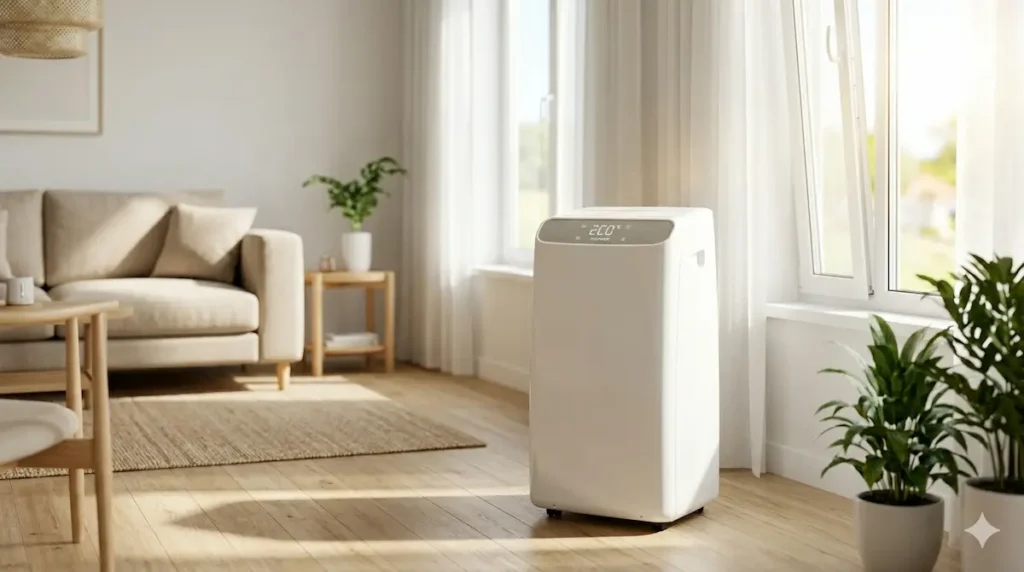 climatizador evaporativo funcionando en habitación