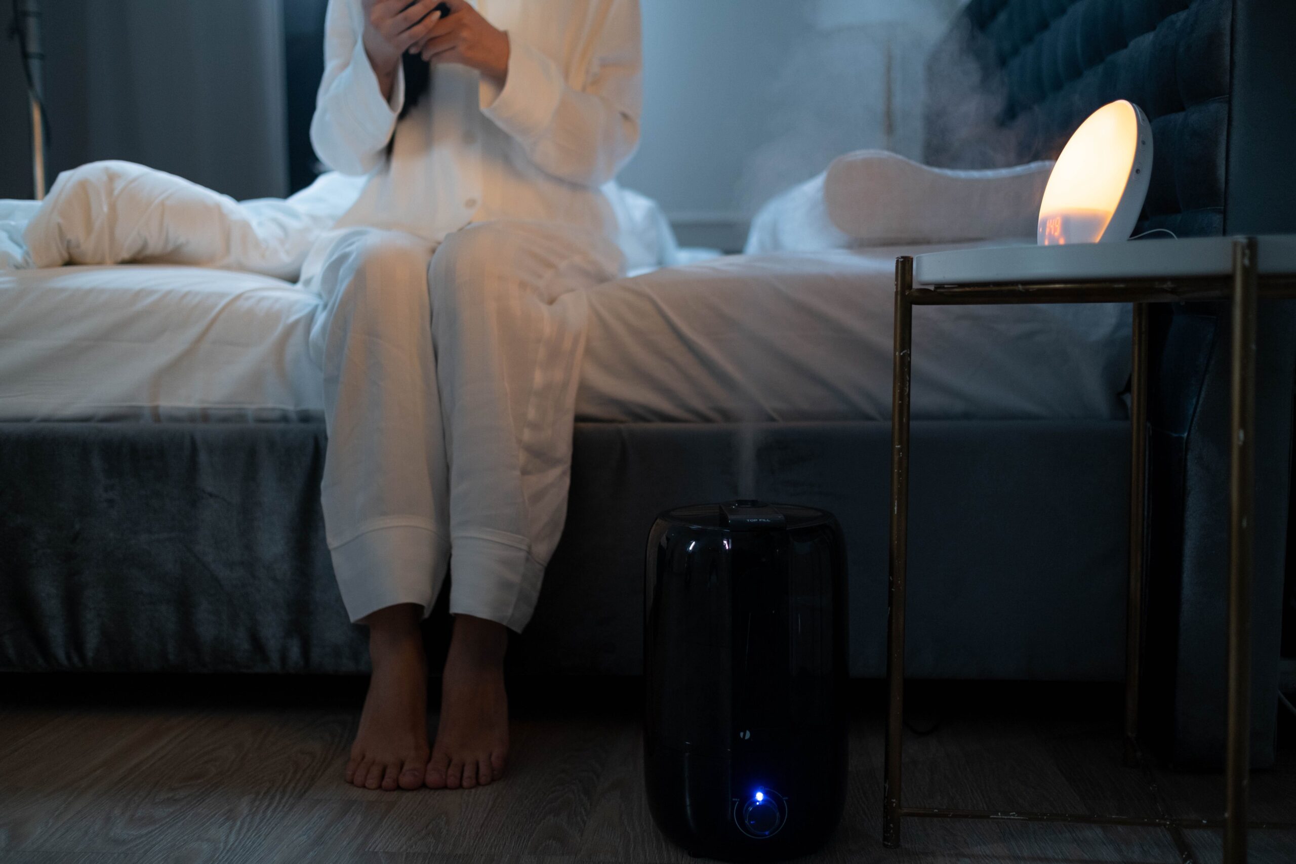 humidificador en un dormitorio