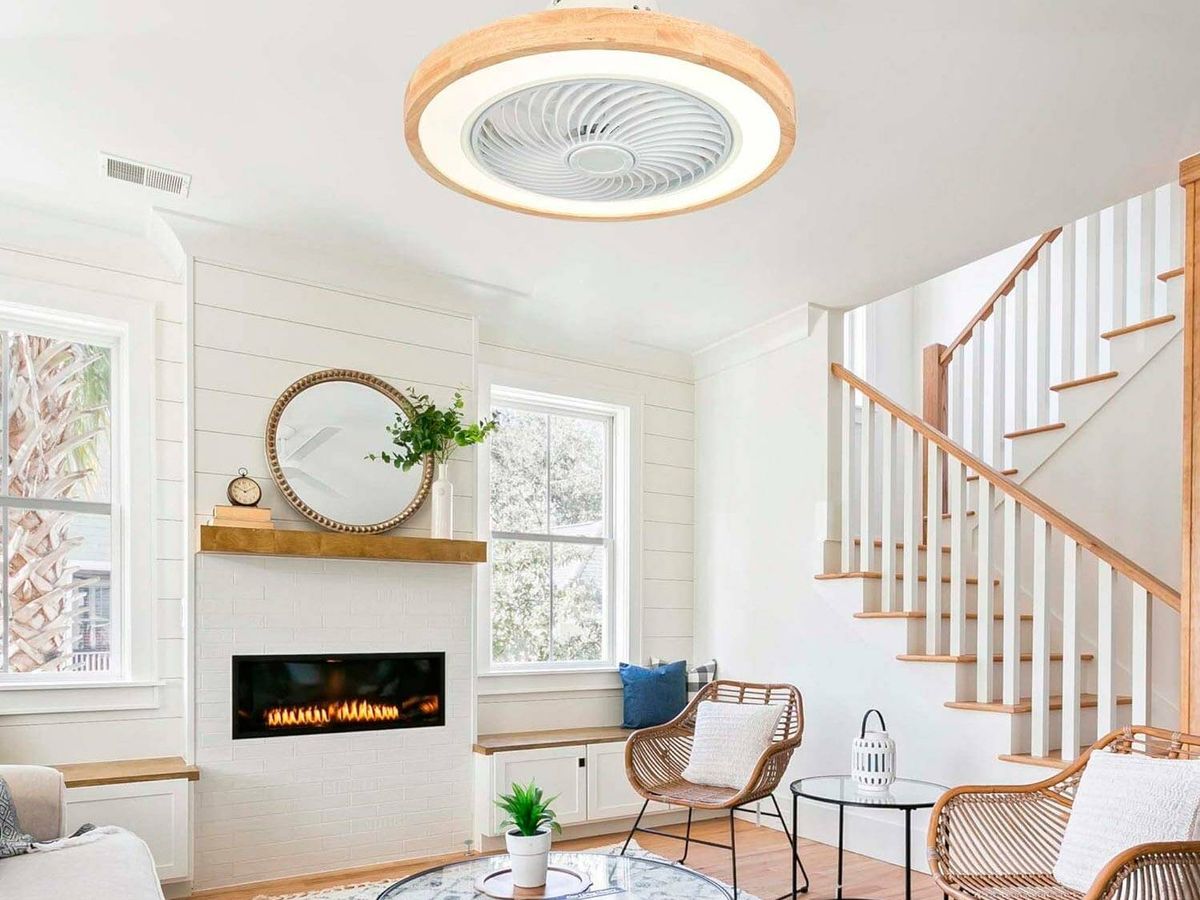 ventilador sin aspas en salón moderno
