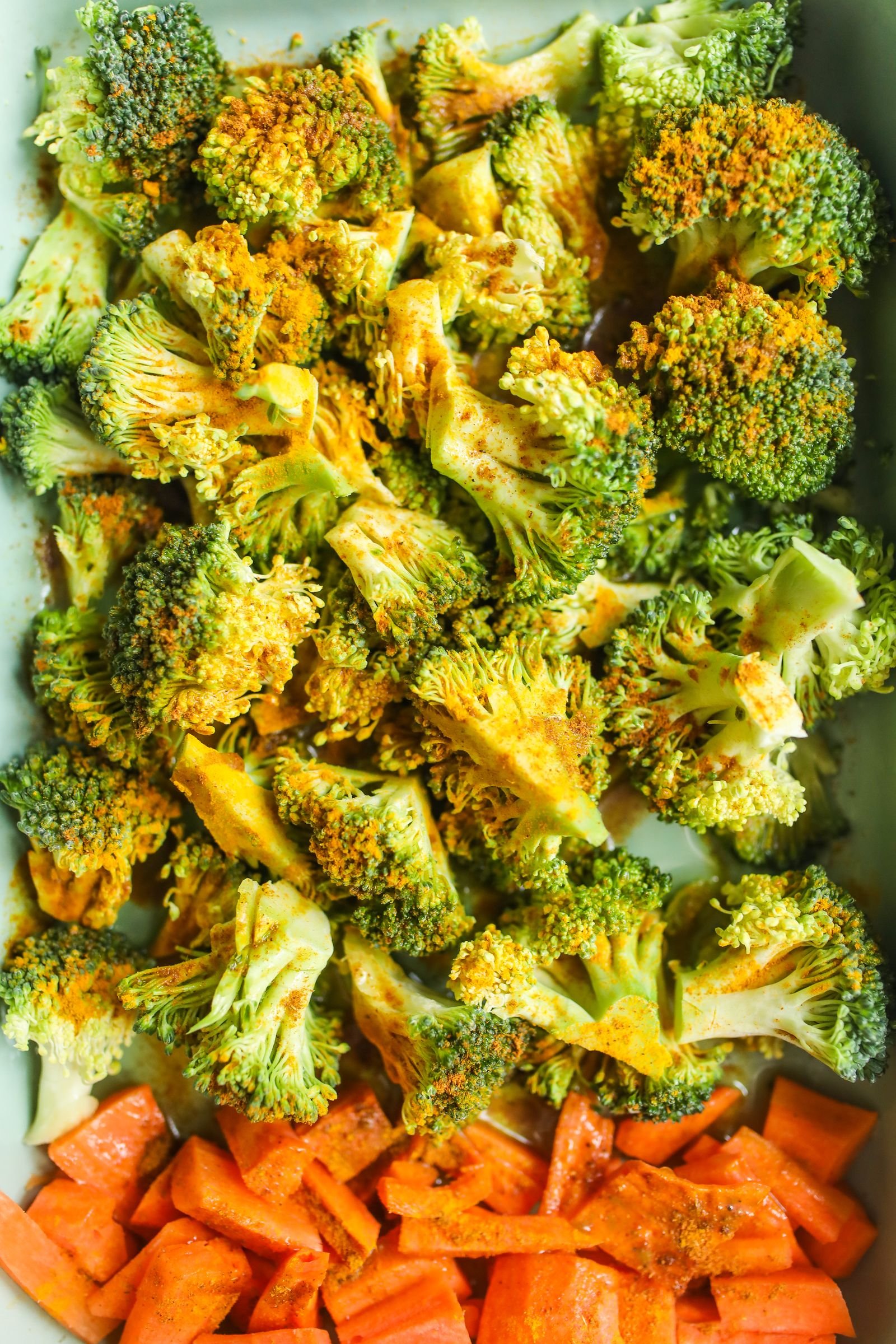Brócoli y zanahoria cocinados al vapor